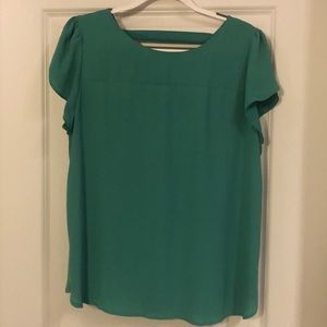Loft Green Cap Sleeve Blouse